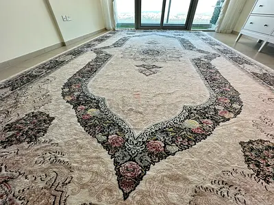 Large Cream Persian-Style Area Rug - Good Used Condition