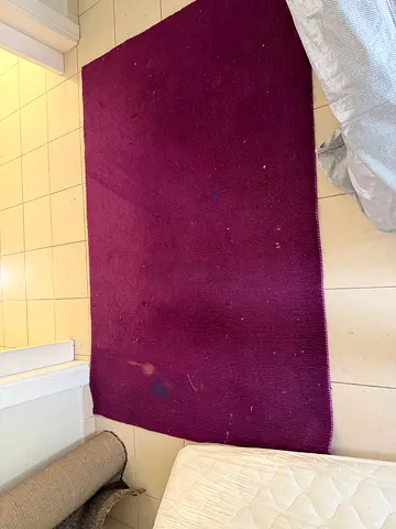 Used purple rectangular area rug - medium size, simple design 135Wx200L