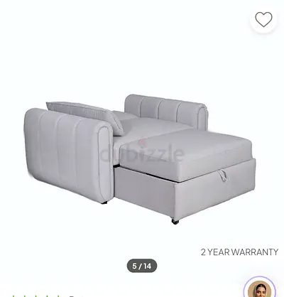 Grey Pull Out Sofa Bed with Armrests