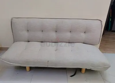 Comfortable Fabric Sofa Bed with Wooden Legs