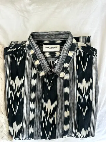 Saint Laurent Paris Ikat Pattern Long Sleeve Shirt