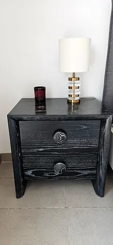 Crate and Barrel Altamont Black 2 Drawer Nightstands - Pair