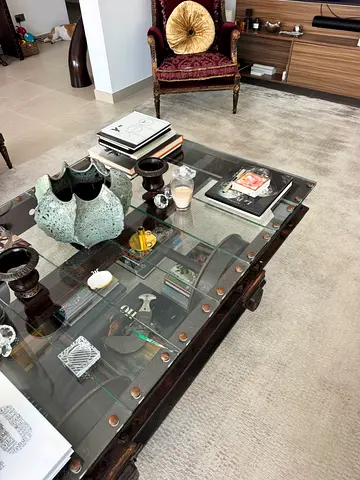 Original German Ore cart with custom glass— created by French artist — Heavy