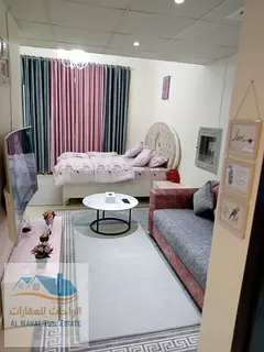 Studio apartment with separate kitchen and balcony for monthly rent in Al Jurf 2, Al Yasmin Towers