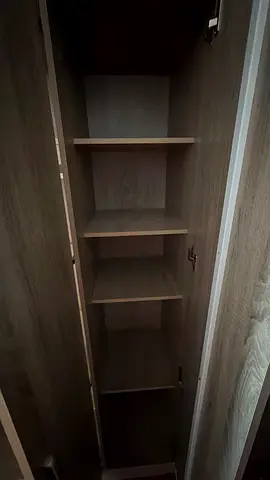 Used Wooden Wardrobe / Armoire with Multiple Shelves - Light Oak