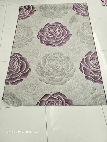 Beige  Purple Floral Area Rug - Medium Size, Good Condition 185 x 125