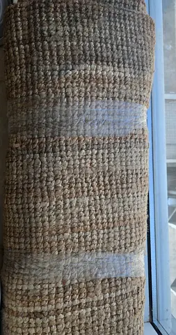 Handwoven Natural Jute Rug — Neutral Striped Runner