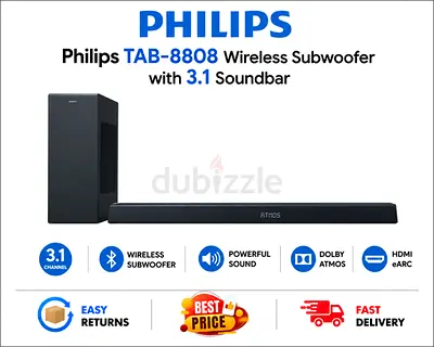 Philips Wireless Subwoofer Soundbar -2024 Model- Excellent Condition, All Accessories, Free Delivery