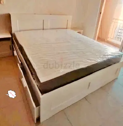 IKEA brimness king size bed with headboard+ 4 big storage drawers underneath with IKEA mattress