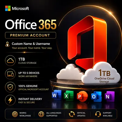 Custom Name Premium Office 365 Pro | 5 Devices | Lifetime Access | 1 TB Drive | 1 Year Warranty