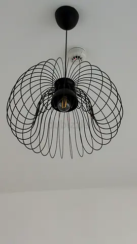 Modern black wire cage pendant light - single hanging lamp