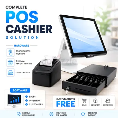 Most advanced restaurant POS cashier machine complete hardware with software and applications
