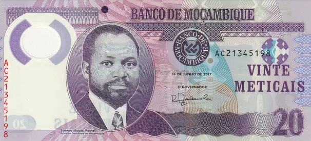 MOZAMBIQUE 20 METECAIS BANKNOTE 2017