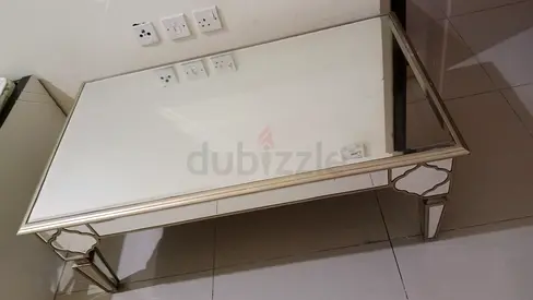Glass Top Coffee Table with Mirrored Frame - Good Condition