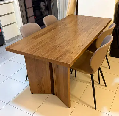 Solid Wood Dining Table - 4 Seater, Natural Oak Finish (TABLE ONLY)