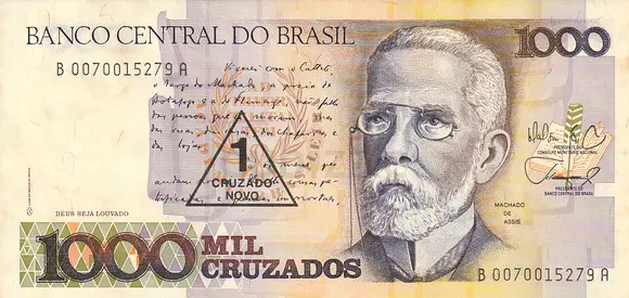BRAZIL 1 CRUZADO BANKNOTE 1989