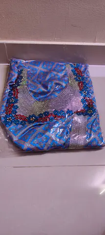 Brand New Embroidered Blue Womens Traditional Suit Material