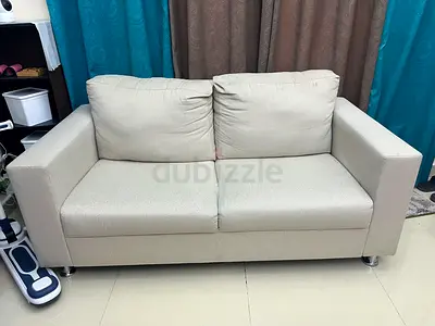 Beige 2-seater Sofa - Compact, Good Condition