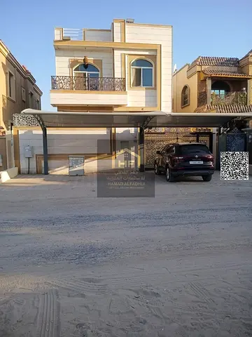 Villa for sale in Al Rawda 1 area. Includes electricity, water, air conditioning, and furnishings. Directly opposite a mosque. Six years old. Price: A