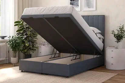 Luxury Fabric Bed Set For Sale. Brand New Fabric Bed Frame With Mattress and with Hydraulic Storage