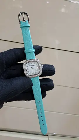 Turquoise leather womens super master quality watch with crystal bezel