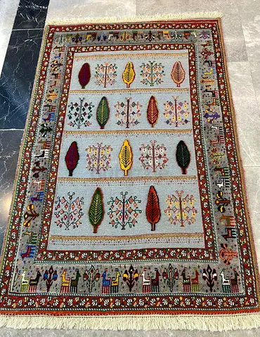 Handmade Sirjan Wool Kilim with Tree Motif 1*1.5