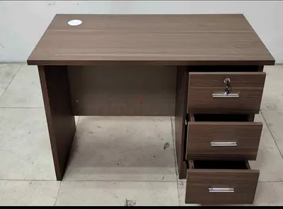 Compact Wooden Office Desk with 3 Drawers and Lockable Top Drawer