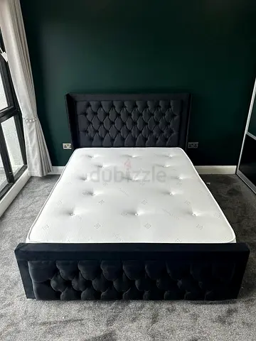 Luxury Fabric Bed Frame With Mattress Stylish Modern Design Headboard