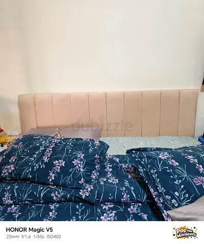 Upholstered Beige Padded Headboard - queen size fits 160x200 size mattress. No mattress