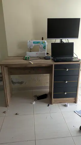 Wooden Study Desk with 3-Drawer Cabinet - Light Oak Finish