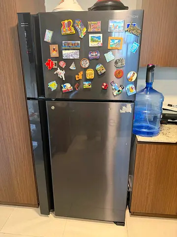 Hitachi double-door fridge, good working condition, stainless finish
