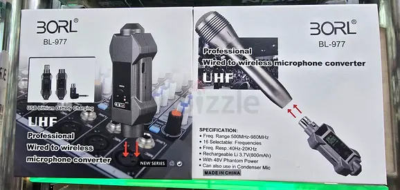 Borl BL-977 Professional wired to wireless Microphone Converter - Brand new