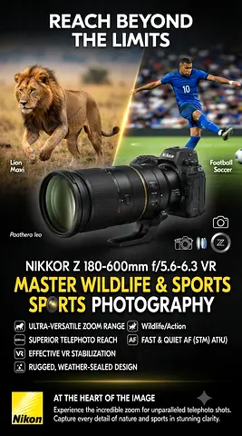 Nikon Z 180-600, F5.6-6.3, The ultimate reach for your adventure.