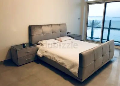 The One king bed frame with two bedside tables, with mattress - Grey