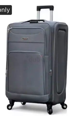 Grey 4-wheel expandable medium suitcase with telescopic handle