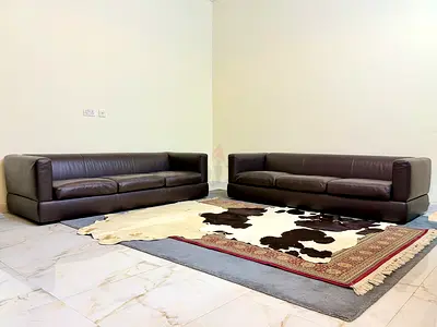 ( Minotti Dylan Small ) Leather Sofa Set – 2 Luxury Italian 3-Seater Sofas