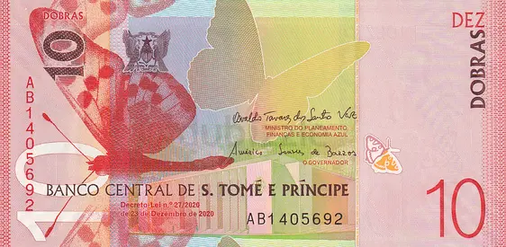 SAO TOME AND PRINCIPE 10 DOBRAS BANKNOTE 2020