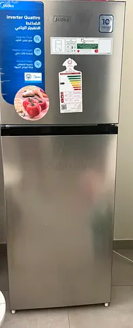 Midea 2-Door Top Freezer Refrigerator - Stainless Steel, Inverter
