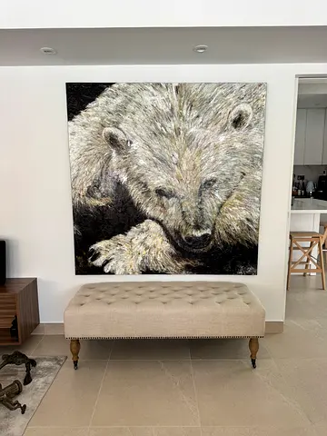 Famous French Artist DAVID Original abstract textured painting on canvas, FRENCH BEAR