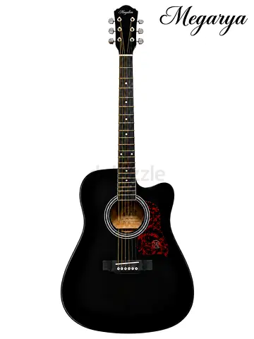 Megarya 41 Black Acoustic Guitar | Full Size Cutaway | Alloy Steel Strings
