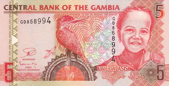 GAMBIA 5 DALASIS BANKNOTE 2013