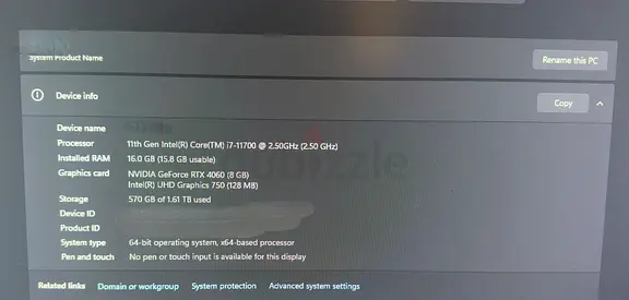 Gaming PC - Intel i7-11700, RTX 4060, 16GB RAM, 570GB SSD