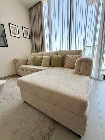 Sofa with Chaise - Beige L-shaped - Good Condition