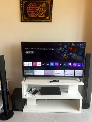 LG smart TV 55” , Sony sound system and tv table