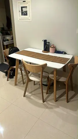 4-Seater Dining Table with 4 Wood Chairs - Home Box