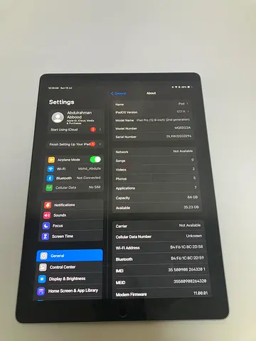 iPad Pro 2nd Generation 12.9” Sim version