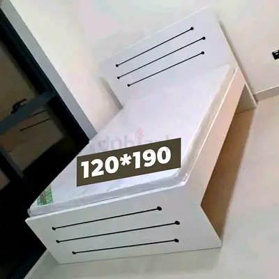 DOUBLE  white bed frame with mattress 120x190 cm