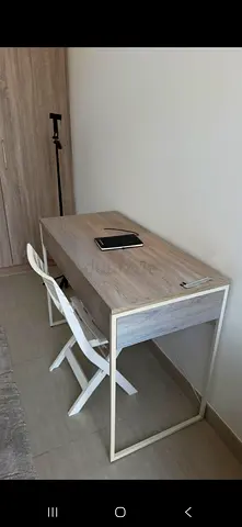 Home Office Desk and Folding Chair Set for Sale