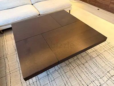 Modern Dark Wood Square Coffee Table