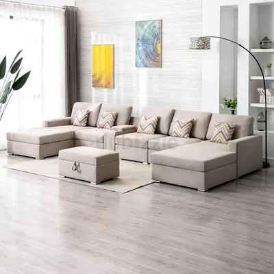 New Light Grey Modular Sectional Sofa with table - Spacious Corner Sofa